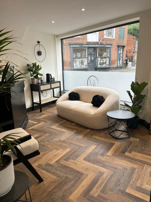 Project floors L.V.T  in the colour Charnwood Oak. herringbone.